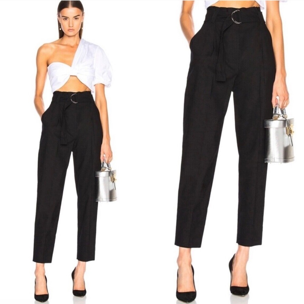 A.L.C. Black Ankle Paperbag Waist Cropped Pants Size 0 EUC